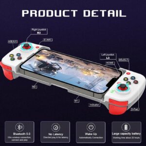 Megadream Mobile Game Controller Gamepad for iPhone iOS Android PC Joystick: Works with iPhone15/14/13/X, iPad, Samsung Galaxy, M-otorola, TCL, Tablet, COD- Wireless Connection (White)