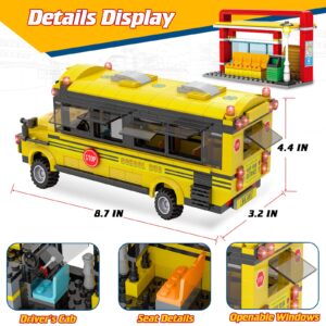 School Bus Building Blocks Set, City School Day Bus Construction Playset with School Bus & Station, Education Learning Roleplay STEM Brick Toys Ideal Gift for Kids, Boys Girls Aged 6+ (488 Pieces)