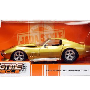 Jada Toys Big Time Muscle 1:24 1969 Chevy Corvette Stingray ZL-1 Die-cast Car Gold, Toys for Kids and Adults