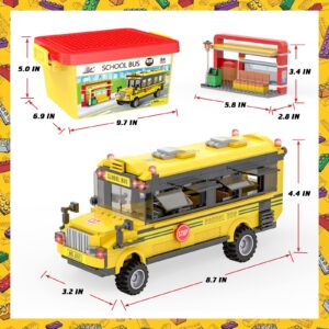 School Bus Building Blocks Set, City School Day Bus Construction Playset with School Bus & Station, Education Learning Roleplay STEM Brick Toys Ideal Gift for Kids, Boys Girls Aged 6+ (488 Pieces)