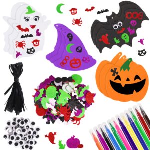 JULBEAR 276 Pcs Halloween Foam Stickers Glitter Crafts Stickers DIY Kits Adhesive Foam Art Stickers for Kids Halloween Decoration Party Supplies