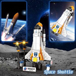 City Space Exploration Toys, STEM Aerospace Building Kit Toy with Rocket, Space Shuttle, Moon Buggy, Satellite, Best Gifts for 6 7 8 9 10 11 12 Years Old Kids Boys Girls (455 Pieces)