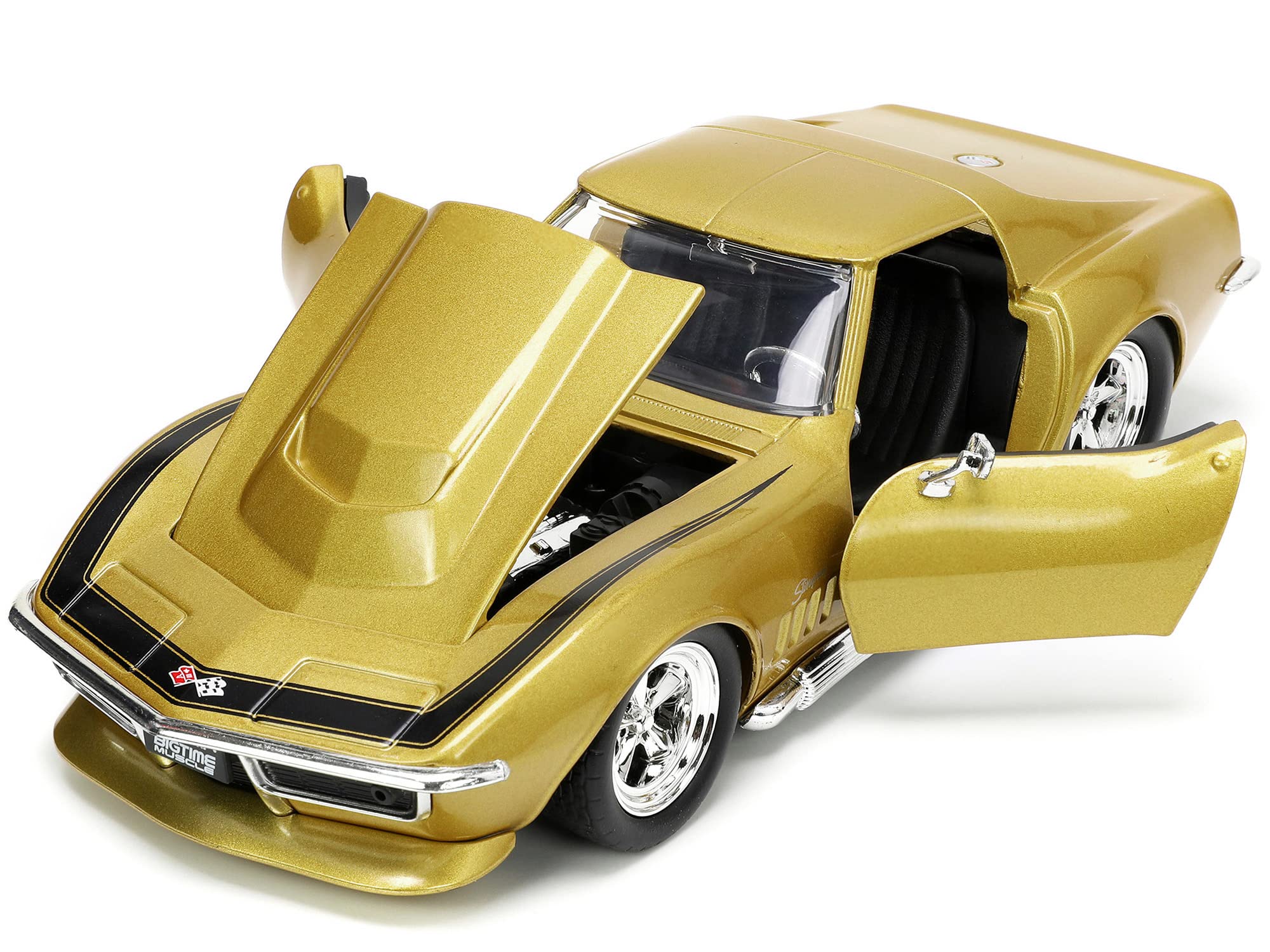 Jada Toys Big Time Muscle 1:24 1969 Chevy Corvette Stingray ZL-1 Die-cast Car Gold, Toys for Kids and Adults