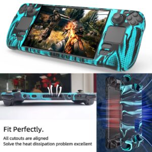 Case for Steam Deck Protector Skin: Full Silicone Protective Soft Cover Shockproof Non Slip and Anti Scratch Accessories for Stream Deck (Camouflage Army Blue)