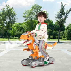 Sethland Dinosaur Ride On Toys, Ride On Cars for Kids with Music and Light, Children Scooter Foot-to-Floor Walker, Ride on Toy Indoor Outdoor for Preschool Kids