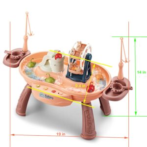 JS-Drhome Water Circulating Fishing Game Board Play Set with Music,Fishing Toys and Waterwhee,Interactive Small Toddlers Water Table, Kitchen Sink Table Play,Kids Role Play