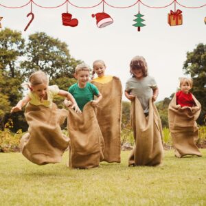 12 Pack Burlap Sack Race Bags 24 x 40 Inch Large Burlap Sack Potato Sack Outdoor Lawn Games for Holiday Birthday, Family Reunion, Carnival, Easter, Halloween, Plant Frost Protection(12 Pcs)