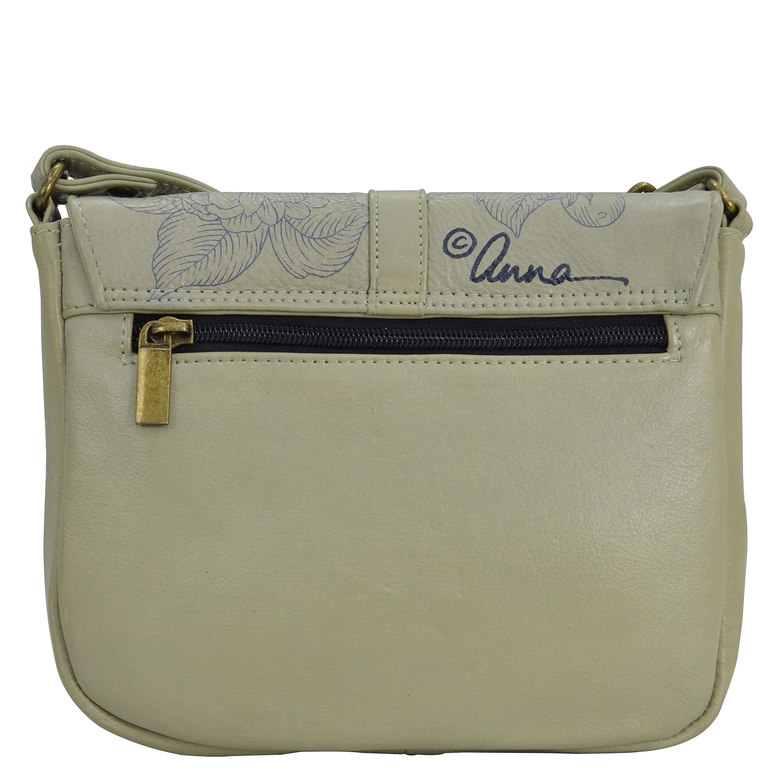 Anna by Anuschka Hand Painted Women’s Genuine Leather - Flap Crossbody - Butterfly Garden Taupe