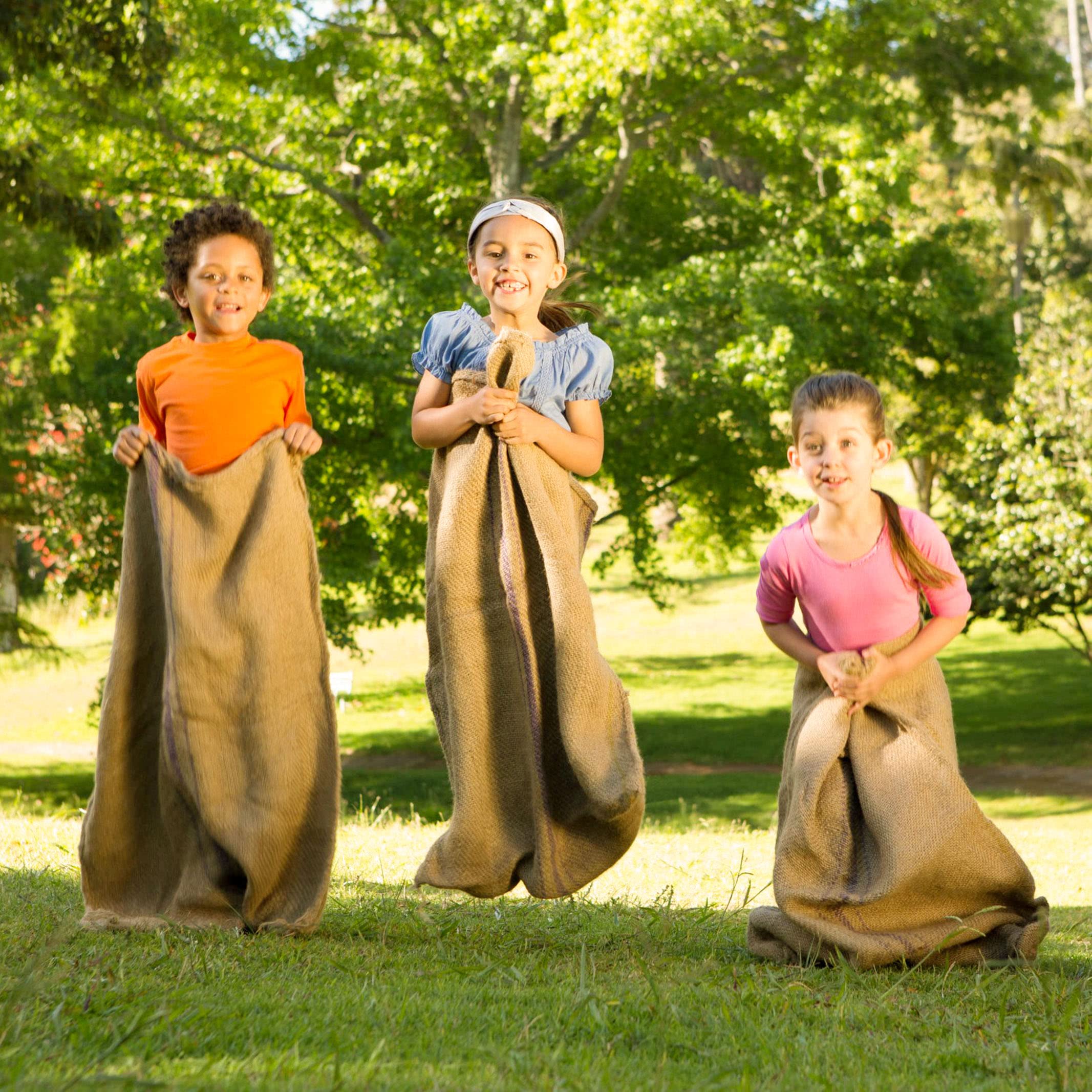 12 Pack Burlap Sack Race Bags 24 x 40 Inch Large Burlap Sack Potato Sack Outdoor Lawn Games for Holiday Birthday, Family Reunion, Carnival, Easter, Halloween, Plant Frost Protection(12 Pcs)