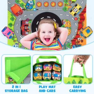 SYNARRY Soft Car Toys for 1 Year Old Boy, Baby Boy Toys 6 to 12 Months 12-18 Months, Kid Toy Cars for 1 Year Old Boys Infant with 1 Mat/Storage Bag, 1st Birthday Gifts for Toddler Toys Age 1(9 Sets)