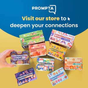 Prompta 600 Conversation Cards for Families – Fun Conversation Starters Card Game for Adults and Families – Road Trip Must Have Travel Game to Get to Know Your Family - Kids Dinner Time