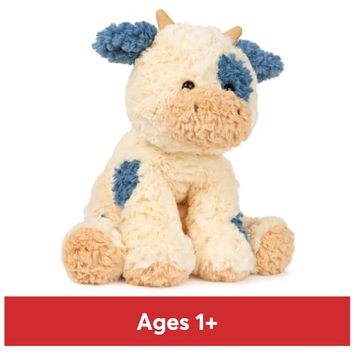 GUND Cozys Collection Cow, Stuffed Animal for Ages 1 and Up, Spring Decor Plush Toy, Cream/Blue, 10”