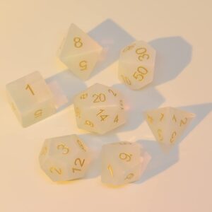 Opalite Dice 7 Pieces D&D Gem Dice Set DND Polyhedarl Dice Set, Free Dice Bag, Used in Dungeons and Dragons RPG Game