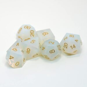 Opalite Dice 7 Pieces D&D Gem Dice Set DND Polyhedarl Dice Set, Free Dice Bag, Used in Dungeons and Dragons RPG Game