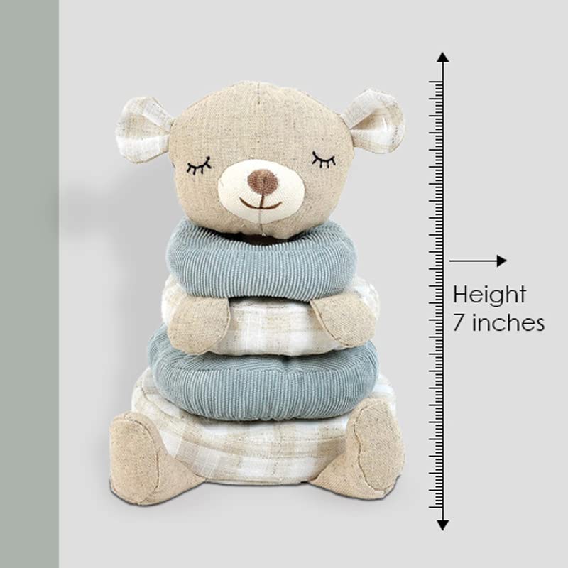 MON AMI Petit Bear Soft Plush Stacking Toy – 7”, Early Development STEM Montessori Toys, Sensory Development Toys, Encourage Hand-Eye Coordination