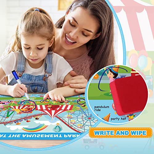 Preschool Learning Activity, Search and Find Reusable Card for Kids Ages 3-5, Travel Game for Road Trip Car Airplane, Birthday Gifts for 3,4,5,6 Year Old Boys and Girls