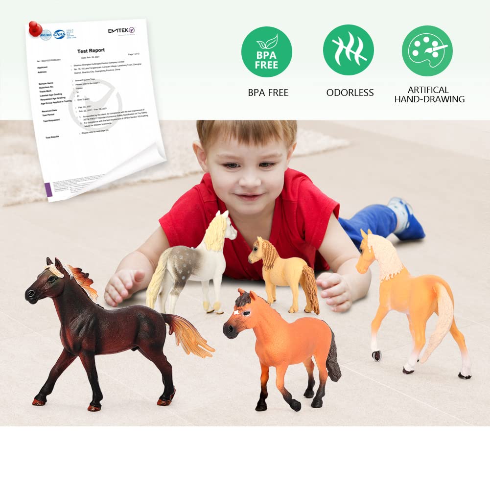 Volnau Horse Toys Figurines 8PCS Animal Farm Figures for Toddlers Kids Christmas Birthday Gift Plastic Preschool Pack