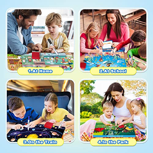 Preschool Learning Activity, Search and Find Reusable Card for Kids Ages 3-5, Travel Game for Road Trip Car Airplane, Birthday Gifts for 3,4,5,6 Year Old Boys and Girls