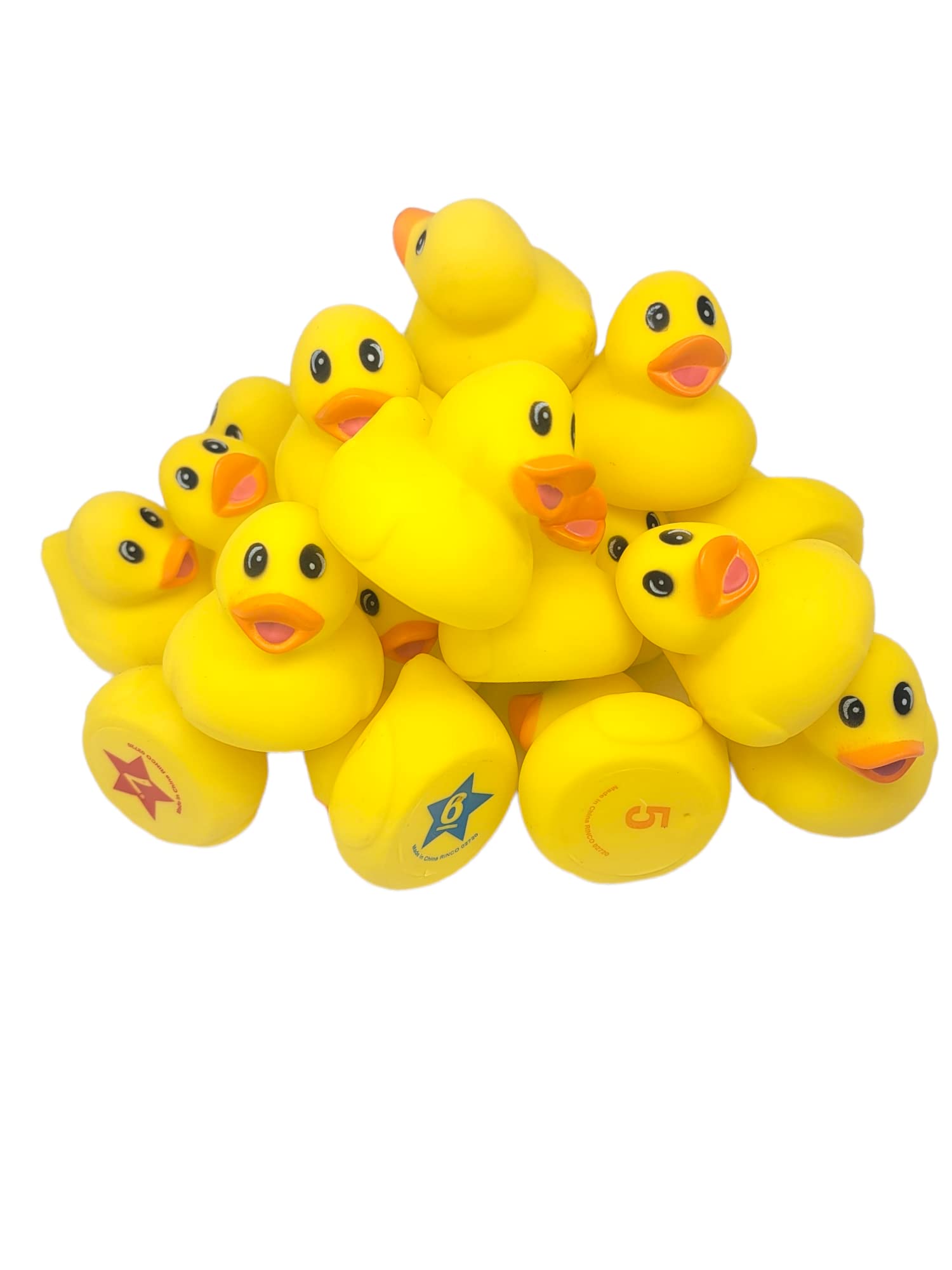 Yellow Rubber 2.5" Ducky Matching Game (20 Pack) 1 to 10 Numbers. Soft Rubber Duckies. (10 starred & 10 unstarred) Memory Game for Kids. Fun Educational Learning Toy Preshcoolers Develops Memory