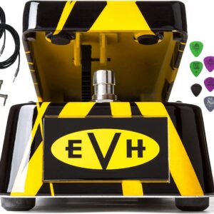 Briskdrop Dunlop EVH95 Signature Wah Pedal Bundle with 2 Instrument Cables, 2 Patch Cables and Dunlop Pick Pack, Yellow,Blue, EVH95-2x2