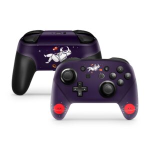 TACKY DESIGN Astronaut Skin for Nintendo Switch Controller Skin Purple Space, Sticker Compatible for Pro Controller Skin Leaf Vinyl 3m Decal Full wrap Cover