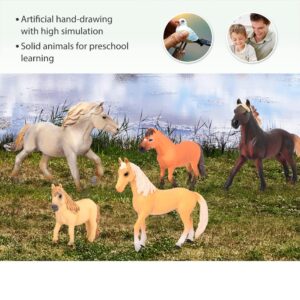 Volnau Horse Toys Figurines 8PCS Animal Farm Figures for Toddlers Kids Christmas Birthday Gift Plastic Preschool Pack