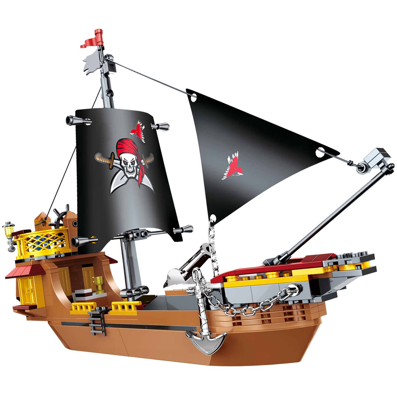 BRICK STORY Pirate Ship Building Sets Boat and Ship Model Pirate Toys Building Blocks Pirate Ship Toys for Boys and Girls Pirate Adventure Playset Gift for Kids Age 6-14 Years, 308 PCS