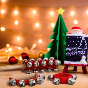 9 Pcs Christmas Hand Jingle Bells Wooden Hand Sleigh Bells Wrist Band Jingle Bells Jingle Shaker Bells with Wooden Grip Musical Bell Instruments Handheld Bells for Birthday Party Favors