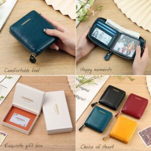 CHANPINCL RFID Wallets for women Genuine Leather Zipper Purses Secure Large Capacity Multi-card Clutch colourful Travel Wallets (Bule)