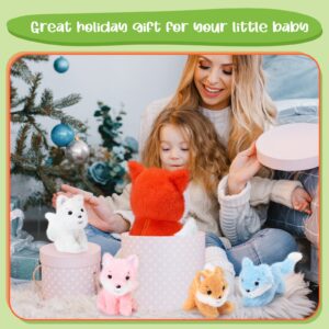 HyDren 5 Pcs Fox Plush Toy Set 14 Inch Mommy Fox Stuffed Animal with 4 Cute Plush Baby Foxes in Tummy Soft Cuddly Fox Plushies for Baby Shower Birthday Gifts Woodland Party Decor Favors