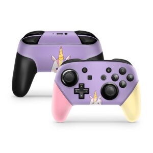 TACKY DESIGN Unicorn Skin for Nintendo Switch Controller Skin Purple Anime Kawaii, Sticker Compatible for Pro Controller Skin Leaf Vinyl 3m Decal Full wrap Cover