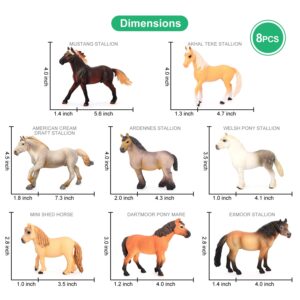 Volnau Horse Toys Figurines 8PCS Animal Farm Figures for Toddlers Kids Christmas Birthday Gift Plastic Preschool Pack