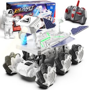 kjixyung mars rover remote control car for boys 4-7, space explorers toys rc cars for boys age 8-12, moon rover with 2.4ghz remote control, astronaut model, 6 laterally movable wheels, rechargeable