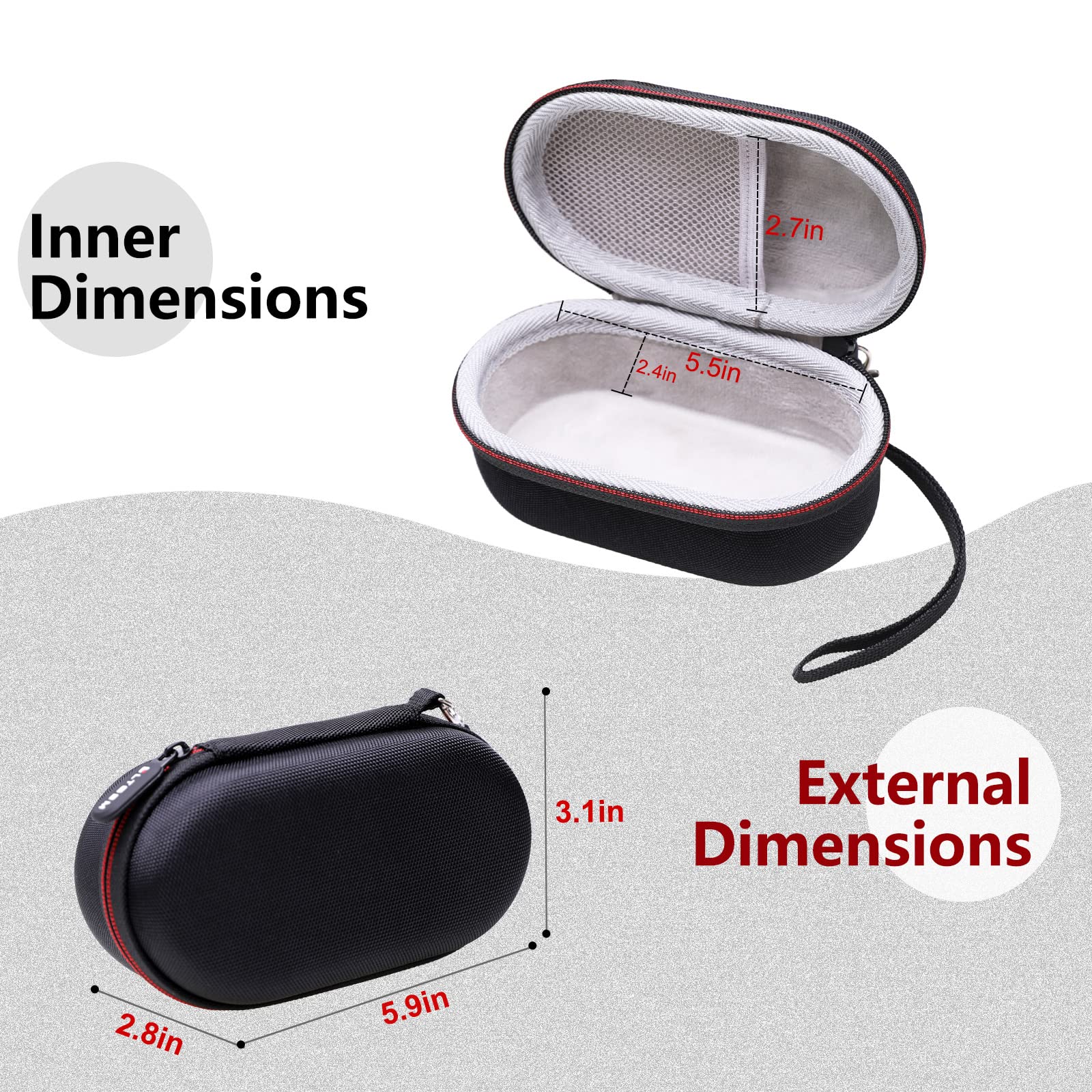 LTGEM Hard Travel Case for Razer Deathadder V2 X / V2 Pro / V3 & Viper V2 Pro / V3 / Ultimate HyperSpeed Wireless Mouse(Inside: 4.9"x2.1"x2.3")