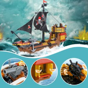 BRICK STORY Pirate Ship Building Sets Boat and Ship Model Pirate Toys Building Blocks Pirate Ship Toys for Boys and Girls Pirate Adventure Playset Gift for Kids Age 6-14 Years, 308 PCS