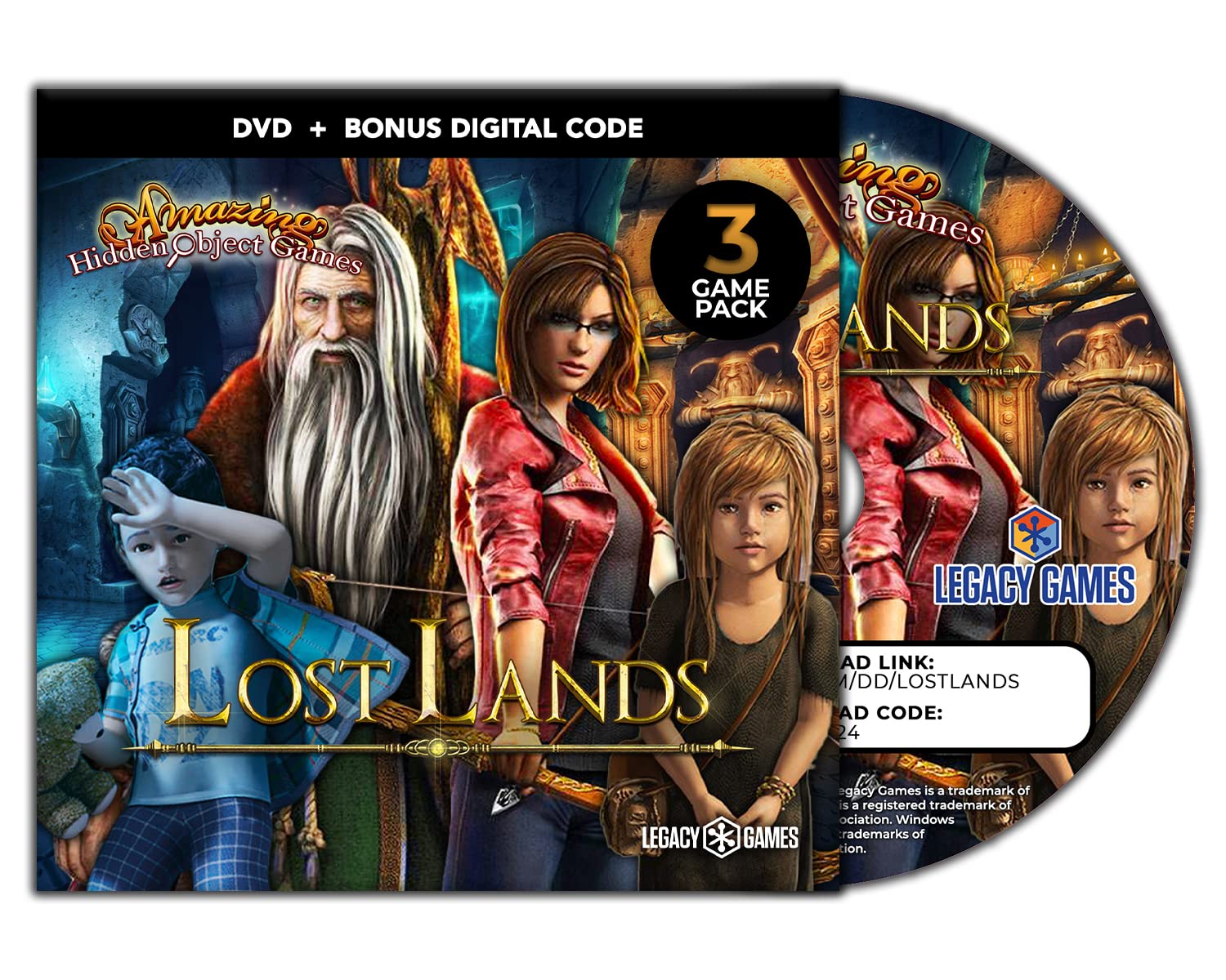 Fantasy Hidden Object Games - Lost Lands, 3 Game DVD Pack + Digital Download Codes (PC)