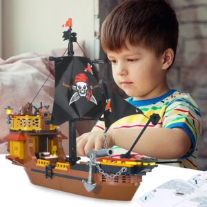 BRICK STORY Pirate Ship Building Sets Boat and Ship Model Pirate Toys Building Blocks Pirate Ship Toys for Boys and Girls Pirate Adventure Playset Gift for Kids Age 6-14 Years, 308 PCS