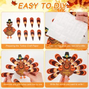 Sabary Thanksgiving Crafts Thanksgiving Turkey Craft Kit Toddler Thanksgiving Crafts DIY Make a Turkey for Festive Fall Thanksgiving Party Door Hanging Ornament Decorations, 6 Style(24 Sets)