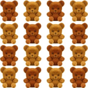 18 pcs valentine's day miniature flocked plush mini bears stuffed bear decorations for birthday cake wedding decorations bear party favor bag charm diy valentine's day decoration supplies, 1 inch