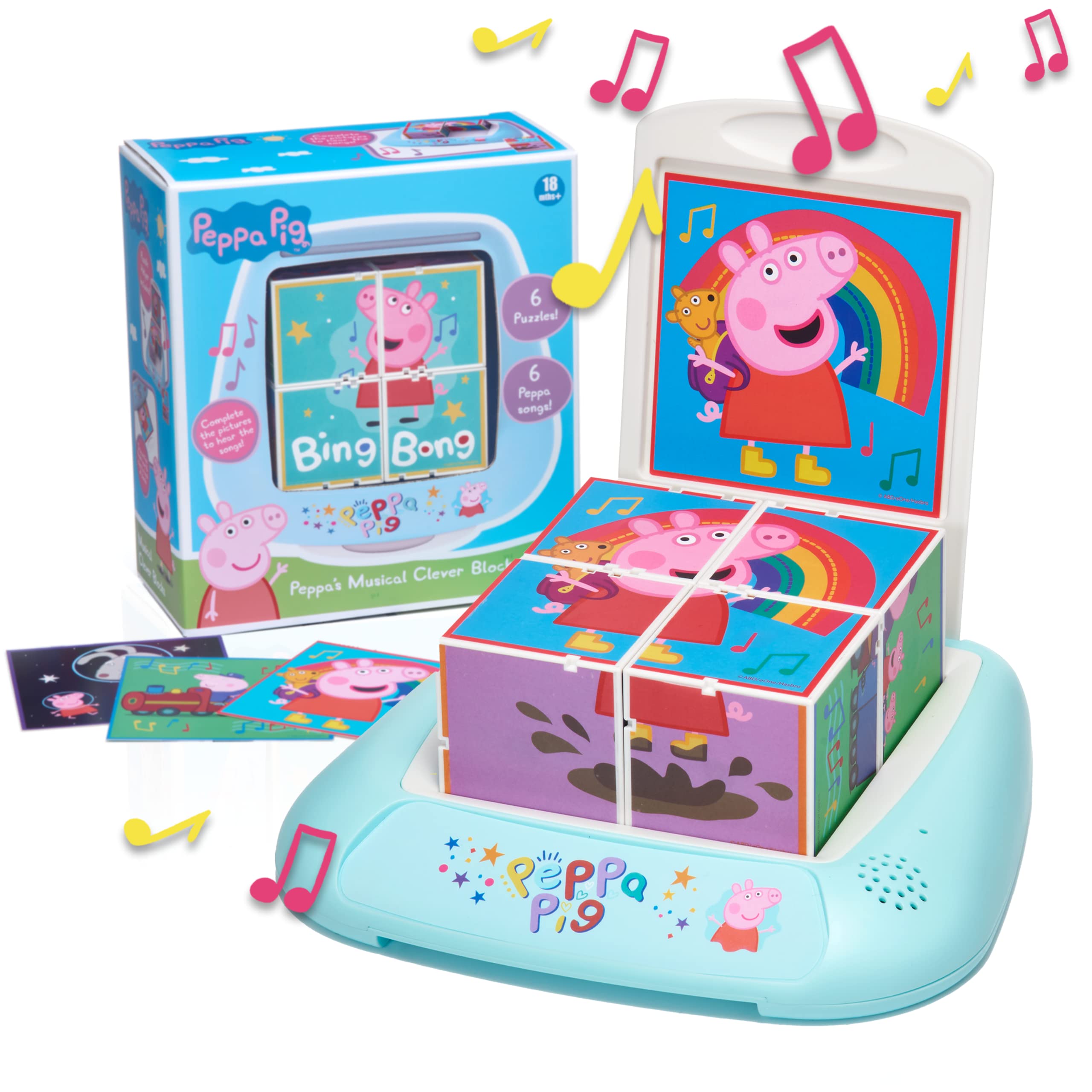 WOW! STUFF Peppa Pig Musical Clever Building Blocks | Pre-School Learning Toy That Plays 6 Nursery Rhyme Songs | for Toddlers Both Girls and Boys 2, 3, 4 and 5 Years Old, Blue