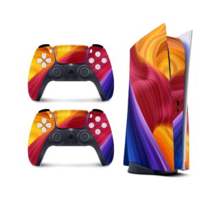 tacky design abstract colorful skin for playstation 5 console and 2 controllers, ps5 twisting skin vinyl 3m decal stickers full wrap cover (disc version)