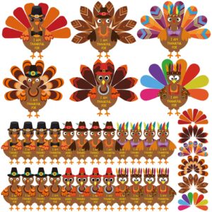 sabary thanksgiving crafts thanksgiving turkey craft kit toddler thanksgiving crafts diy make a turkey for festive fall thanksgiving party door hanging ornament decorations, 6 style(24 sets)