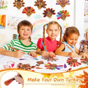 Sabary Thanksgiving Crafts Thanksgiving Turkey Craft Kit Toddler Thanksgiving Crafts DIY Make a Turkey for Festive Fall Thanksgiving Party Door Hanging Ornament Decorations, 6 Style(24 Sets)