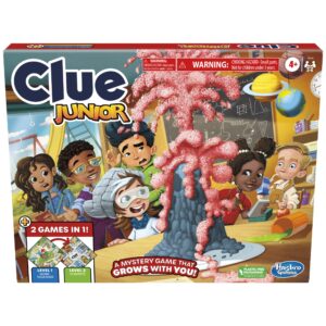 clue junior board game | 2-sided gameboard, 2 games in 1 | 2 to 6 players | mystery games for kids | back to school gifts | classroom preschool games | ages 4+