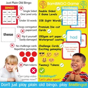 THE BAMBINO TREE Sight Word BAMBingo Levels 1, 2, 3 and 4 - Preschool Kindergarten 1st Grade 2nd Grade Sight Words