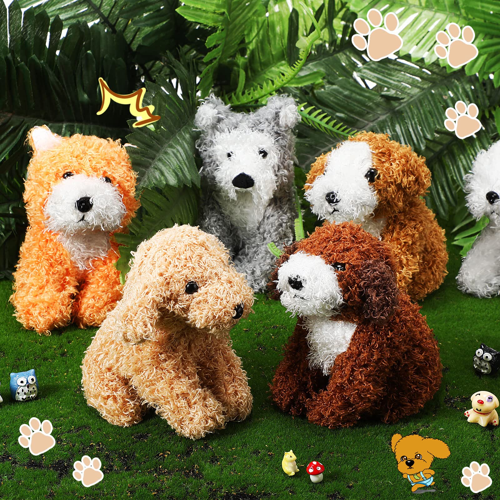 Sumind 8 Pieces Plush Dogs 5 Inch Stuffed Animals Bulk Assorted Cute Stuffed Dogs Small Animal Plush Toys for Girls Boys Graduation Halloween School Classroom Party Supplies Favors(Squatting Dog)