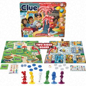 Clue Junior Board Game | 2-Sided Gameboard, 2 Games in 1 | 2 to 6 Players | Mystery Games for Kids | Back to School Gifts | Classroom Preschool Games | Ages 4+