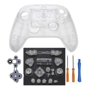 Front Faceplate Cover + Back Housing Shell Case with Full Buttons Tools for Xbox Series X S Controller Housing Shell Replacement (Clear)