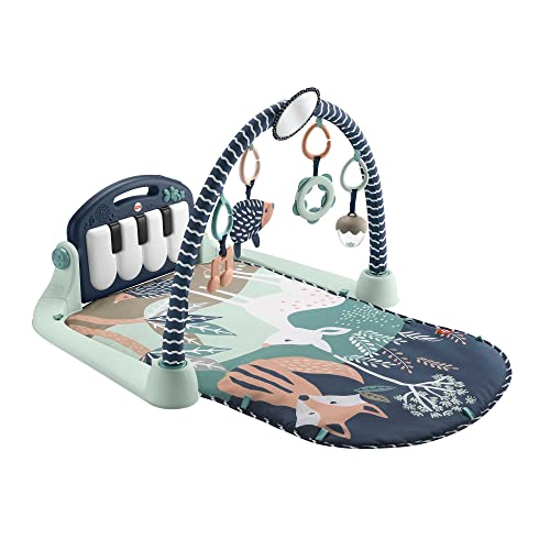 Fisher-Price Baby Playmat Kick & Play Piano Gym with Musical and Sensory Toys for Newborn to Toddler, Navy Fawn