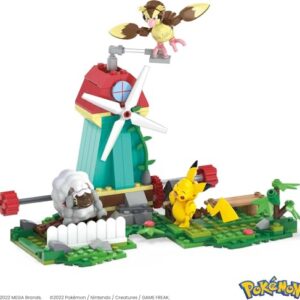 MEGA Pokémon Building Toys Set, Countryside Windmill with 240 Pieces, Motion and 3 Poseable Action Figures, for Kids